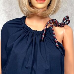 Dries Van Noten Blue Asymmetrical Tie Front Blouse